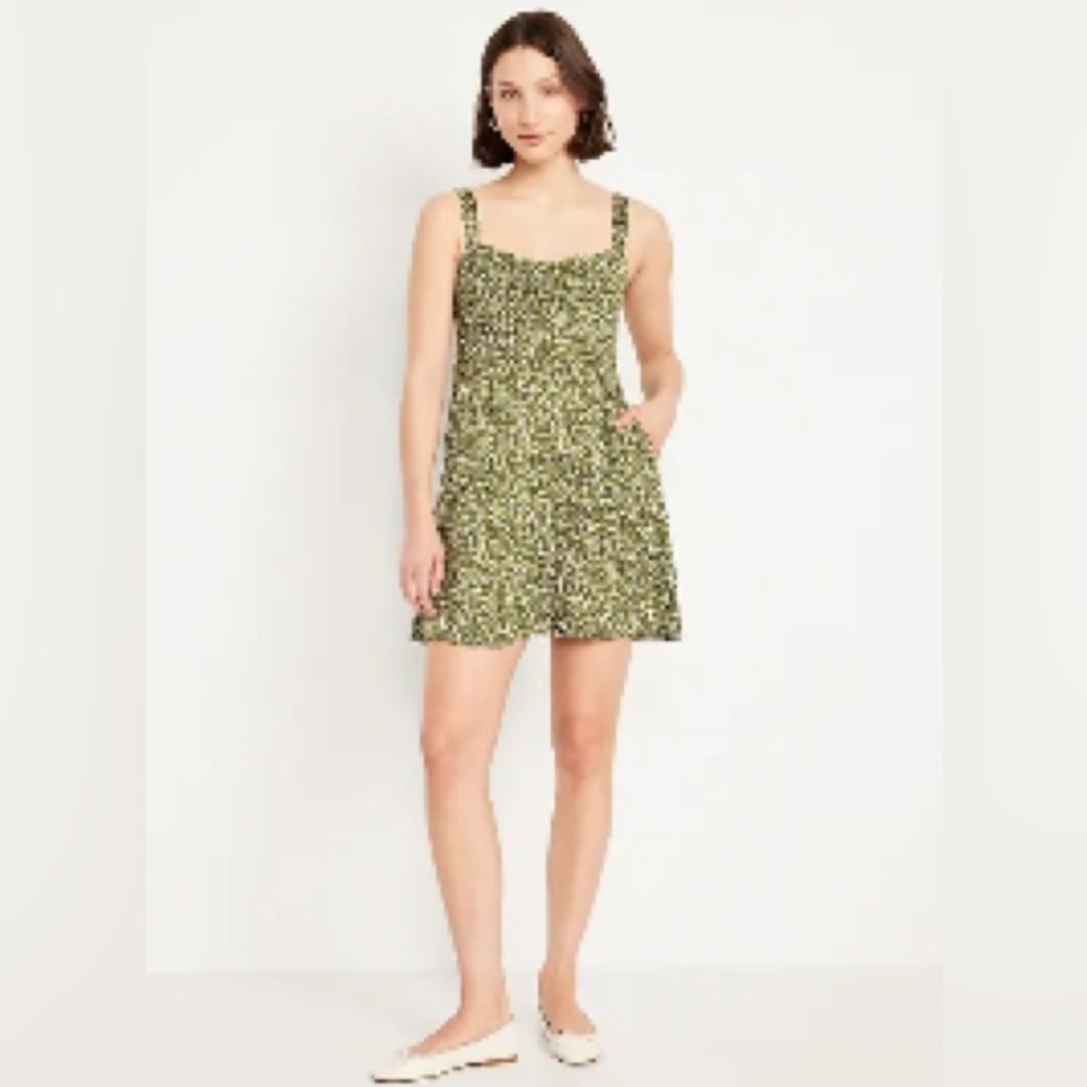 Old Navy Olive Floral Mini Dress